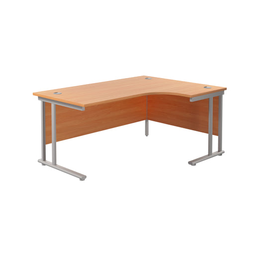 Jemini Radial Right Hand Cantilever Desk 1600x1200x730mm Beech/Silver KF807582