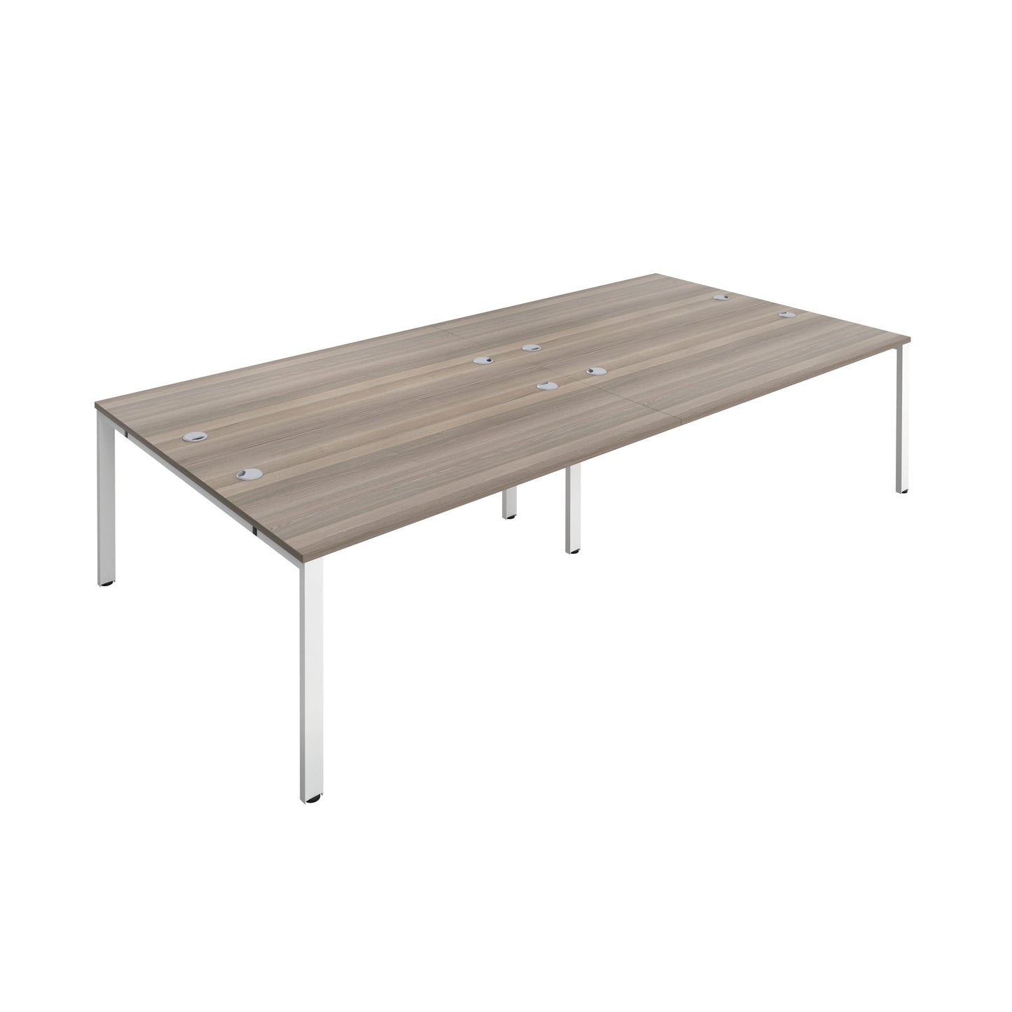 Jemini 4 Person Bench Desk 2400x1600x730mm Grey Oak/White KF808732