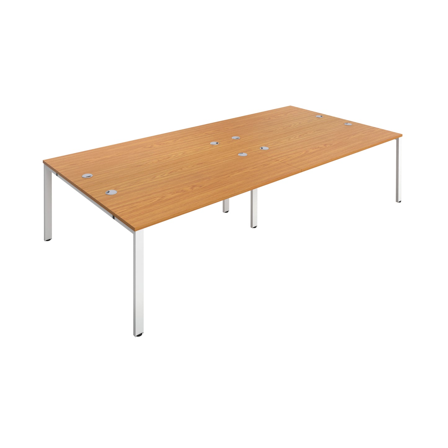 Jemini 4 Person Bench Desk 2400x1600x730mm Nova Oak/White KF808749