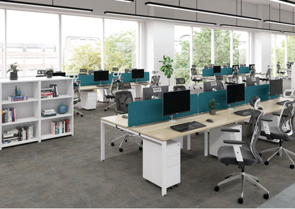 Jemini 1 Person Bench Desk 1600x800x730mm White/White KF809234