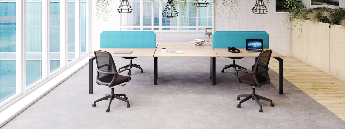 Jemini 2 Person Bench Desk 3200x1600x730mm Grey Oak/White KF809395