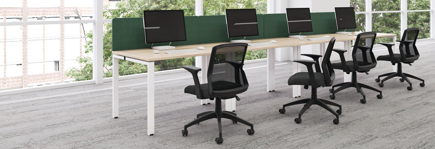 Jemini 2 Person Bench Desk 3200x1600x730mm Grey Oak/White KF809395
