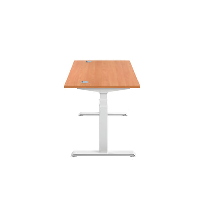 Jemini Sit/Stand Desk with Cable Ports 1200x800x630-1290mm Beech/White KF809746