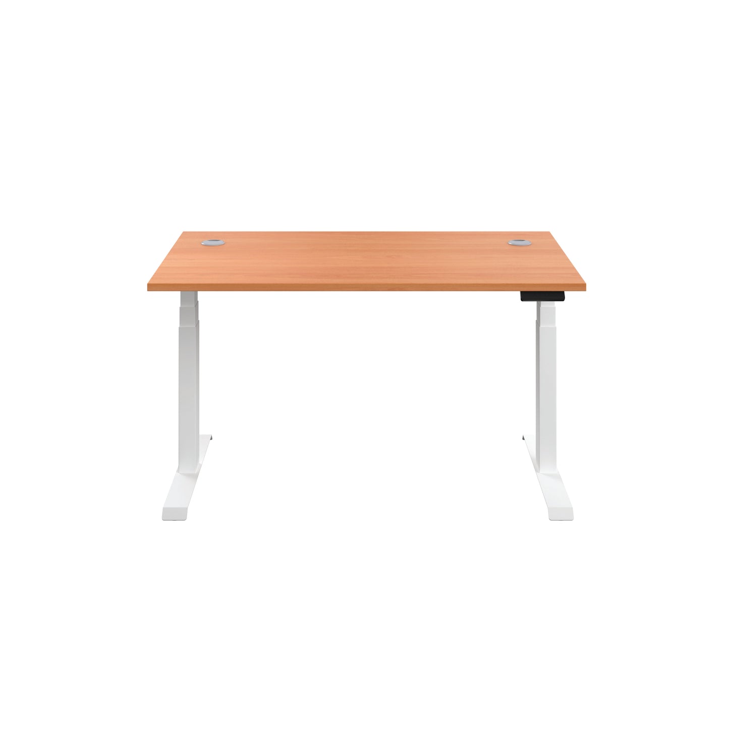 Jemini Sit/Stand Desk with Cable Ports 1200x800x630-1290mm Beech/White KF809746