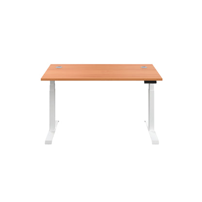 Jemini Sit/Stand Desk with Cable Ports 1200x800x630-1290mm Beech/White KF809746