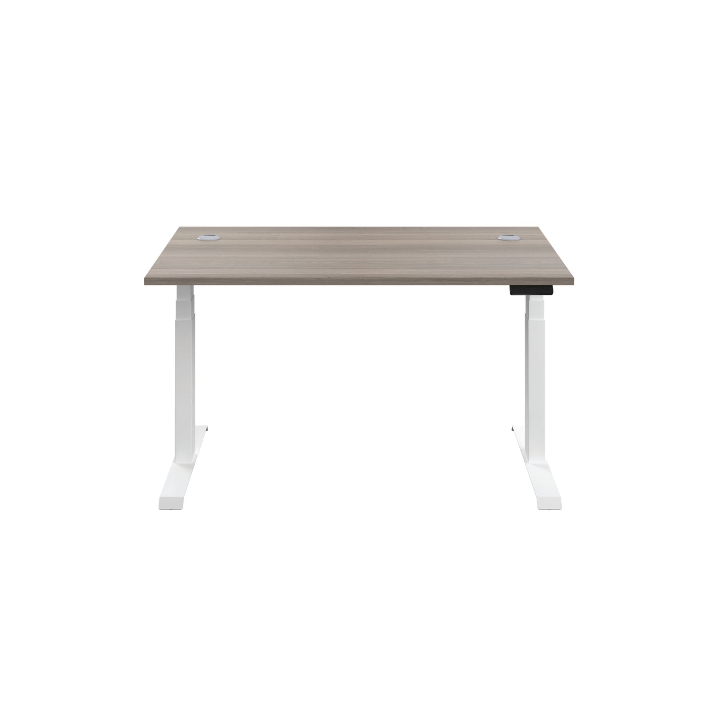 Jemini Sit/Stand Desk with Cable Ports 1200x800x630-1290mm Grey Oak/White KF809760