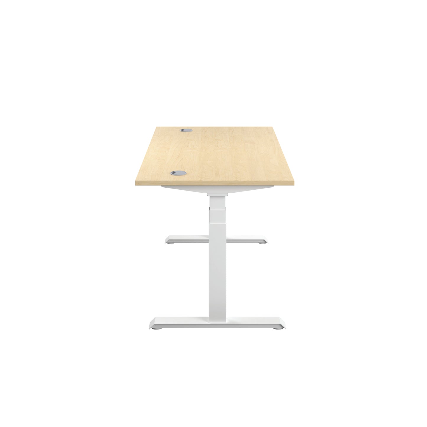 Jemini Sit/Stand Desk with Cable Ports 1200x800x630-1290mm Maple/White KF809777