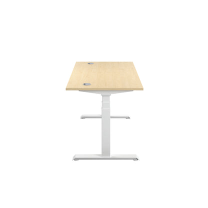 Jemini Sit/Stand Desk with Cable Ports 1200x800x630-1290mm Maple/White KF809777