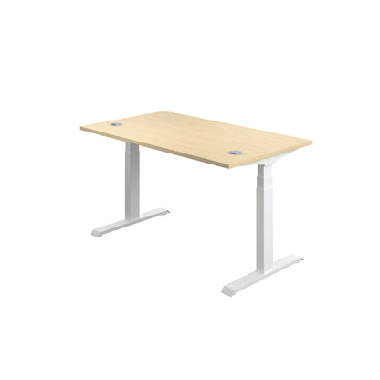 Jemini Sit/Stand Desk with Cable Ports 1200x800x630-1290mm Maple/White KF809777