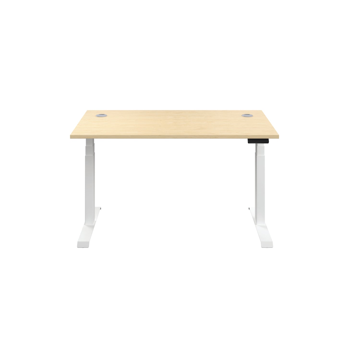 Jemini Sit/Stand Desk with Cable Ports 1200x800x630-1290mm Maple/White KF809777
