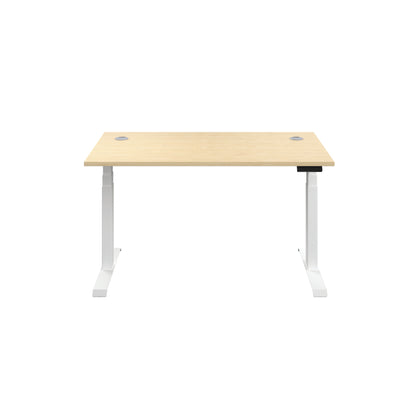 Jemini Sit/Stand Desk with Cable Ports 1200x800x630-1290mm Maple/White KF809777
