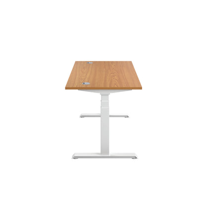 Jemini Sit/Stand Desk with Cable Ports 1200x800x630-1290mm Nova Oak/White KF809784