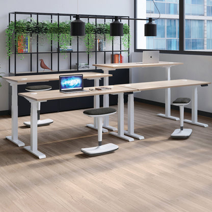 Jemini Sit/Stand Desk with Cable Ports 1200x800x630-1290mm Nova Oak/White KF809784