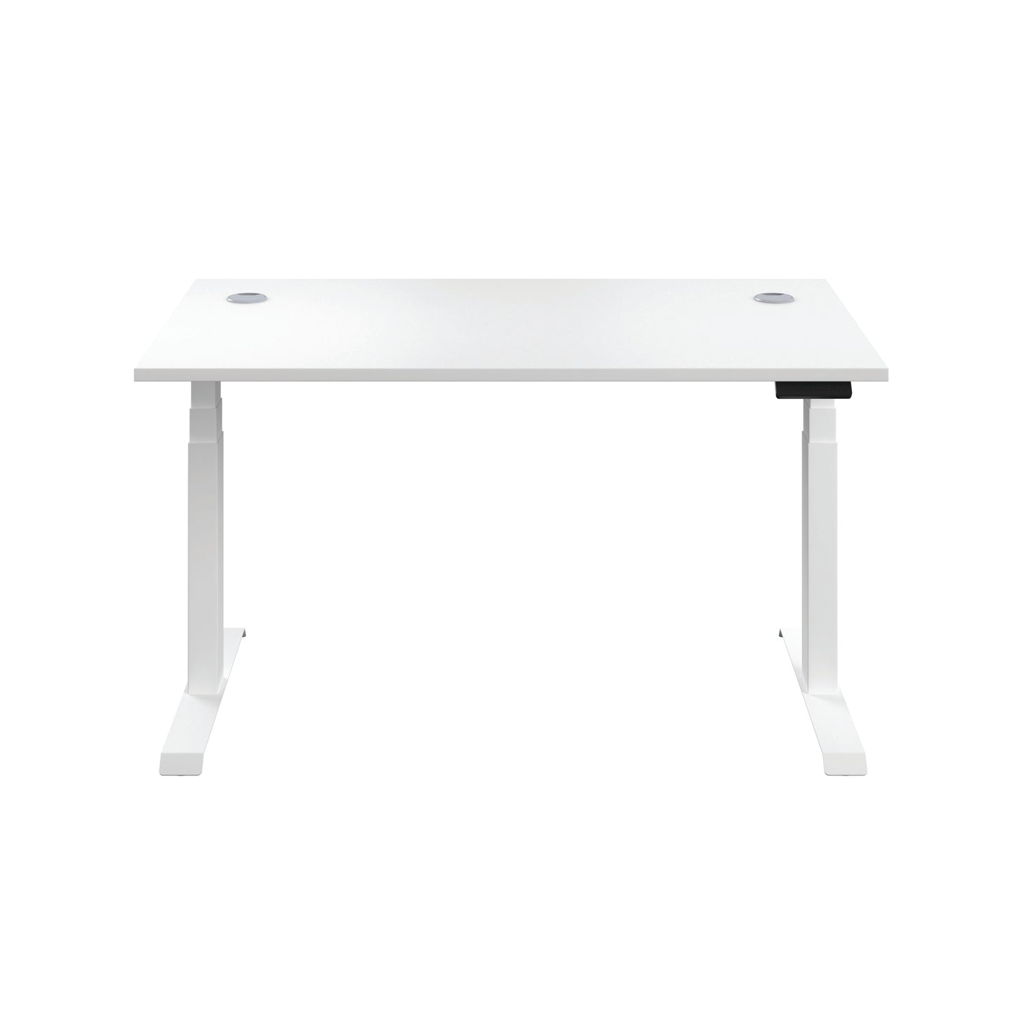 Jemini Sit/Stand Desk with Cable Ports 1200x800x630-1290mm White/White KF809791