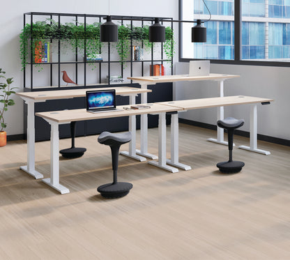 Jemini Sit/Stand Desk with Cable Ports 1200x800x630-1290mm White/White KF809791