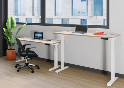 Jemini Sit/Stand Desk with Cable Ports 1200x800x630-1290mm White/White KF809791