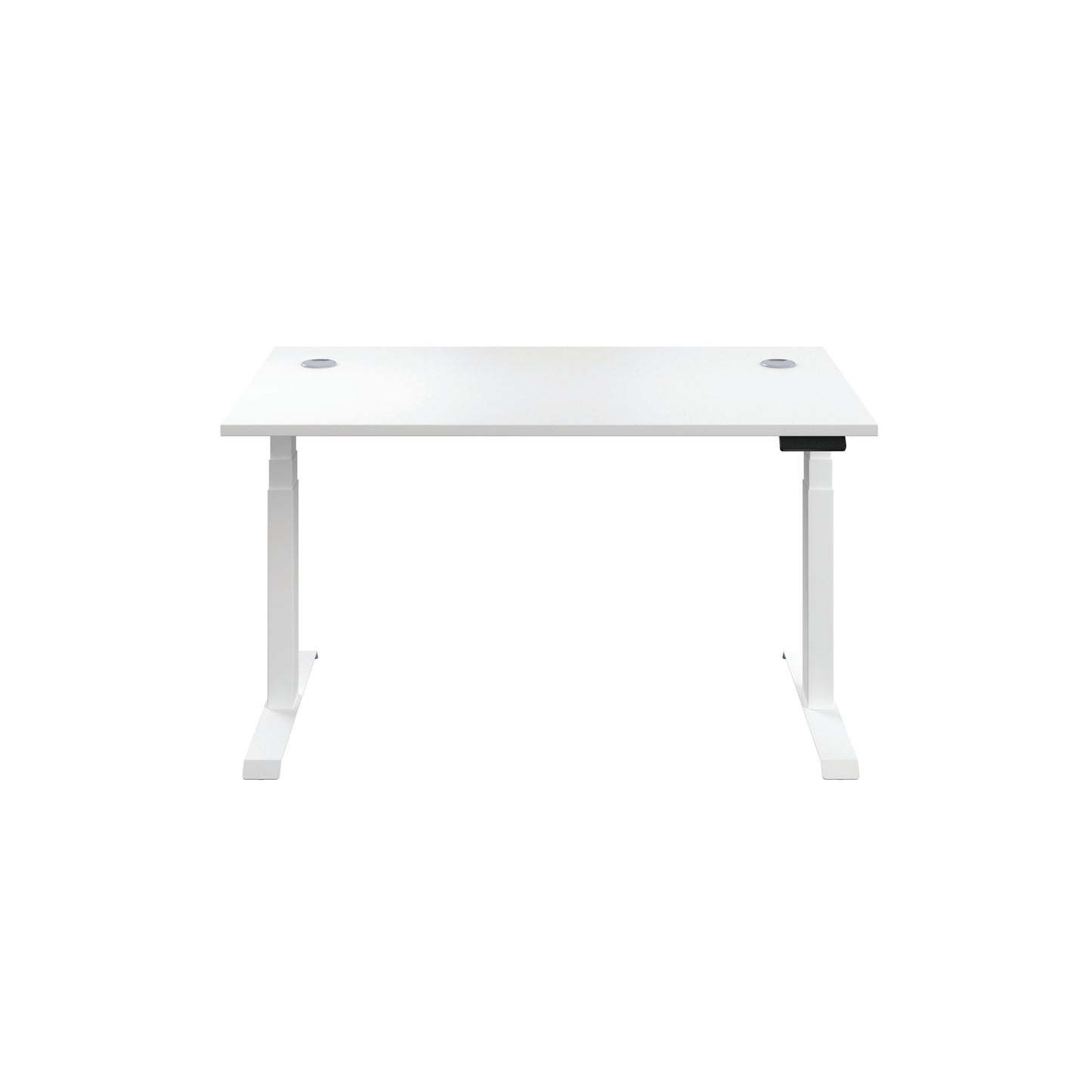 Jemini Sit/Stand Desk with Cable Ports 1400x800x630-1290mm White/White KF809913