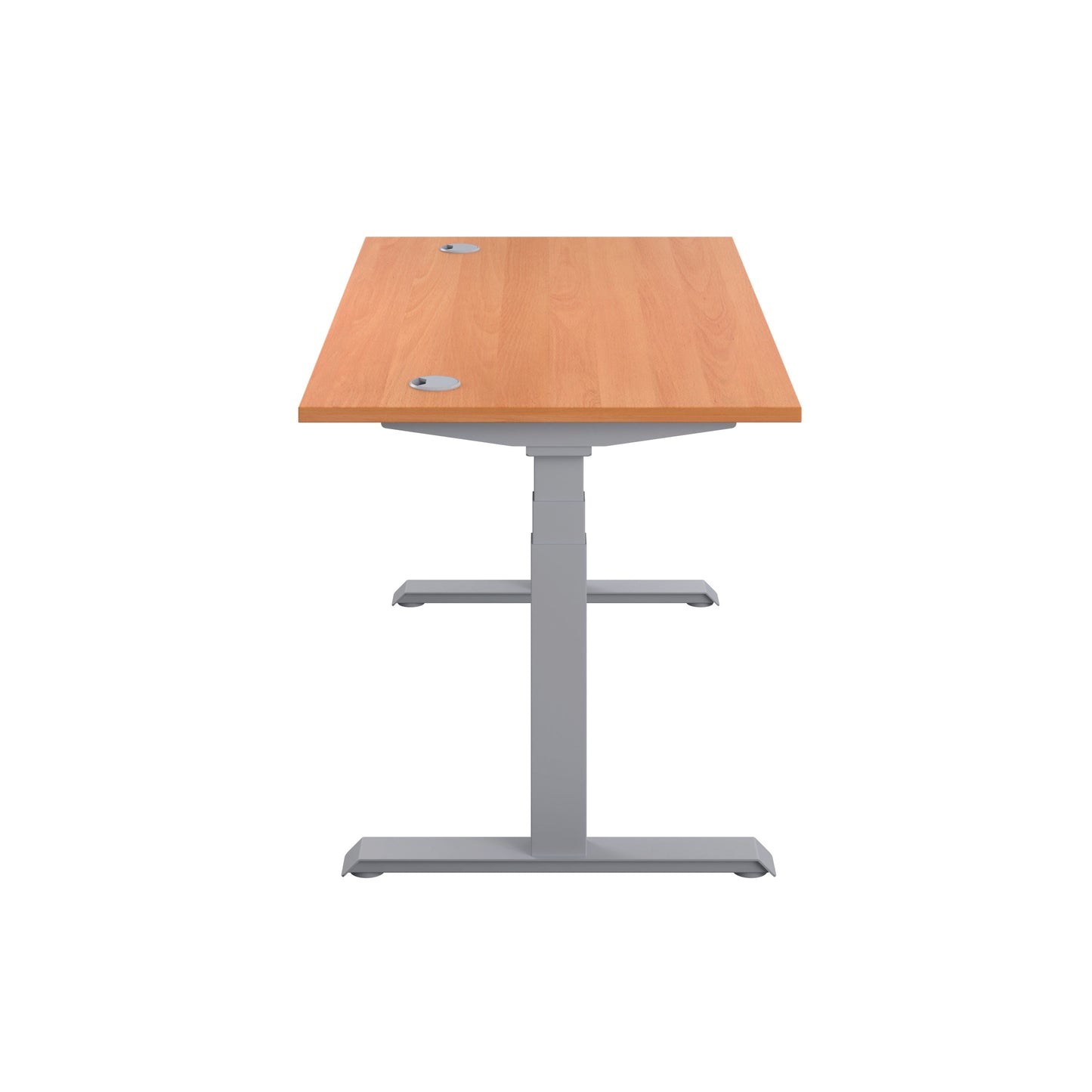 Jemini Sit/Stand Desk with Cable Ports 1600x800x630-1290mm Beech/Silver KF809920