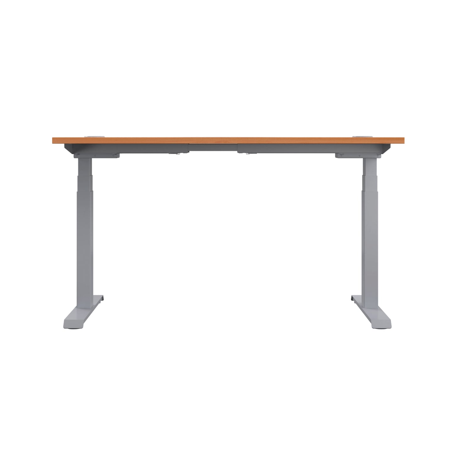 Jemini Sit/Stand Desk with Cable Ports 1600x800x630-1290mm Beech/Silver KF809920