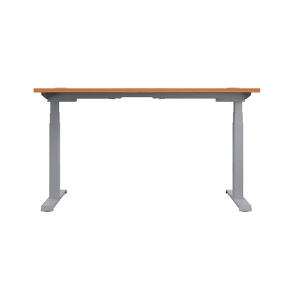 Jemini Sit/Stand Desk with Cable Ports 1600x800x630-1290mm Beech/Silver KF809920