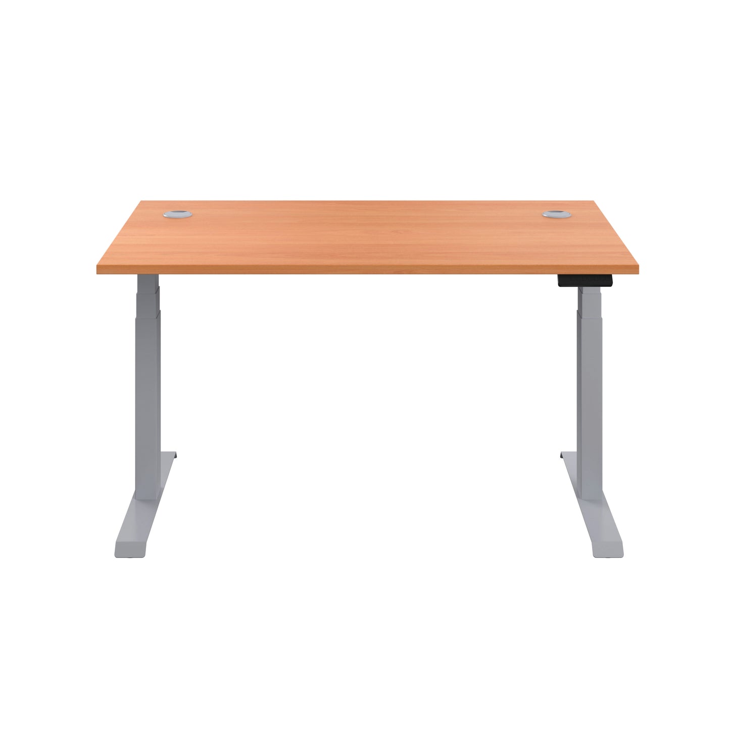 Jemini Sit/Stand Desk with Cable Ports 1600x800x630-1290mm Beech/Silver KF809920