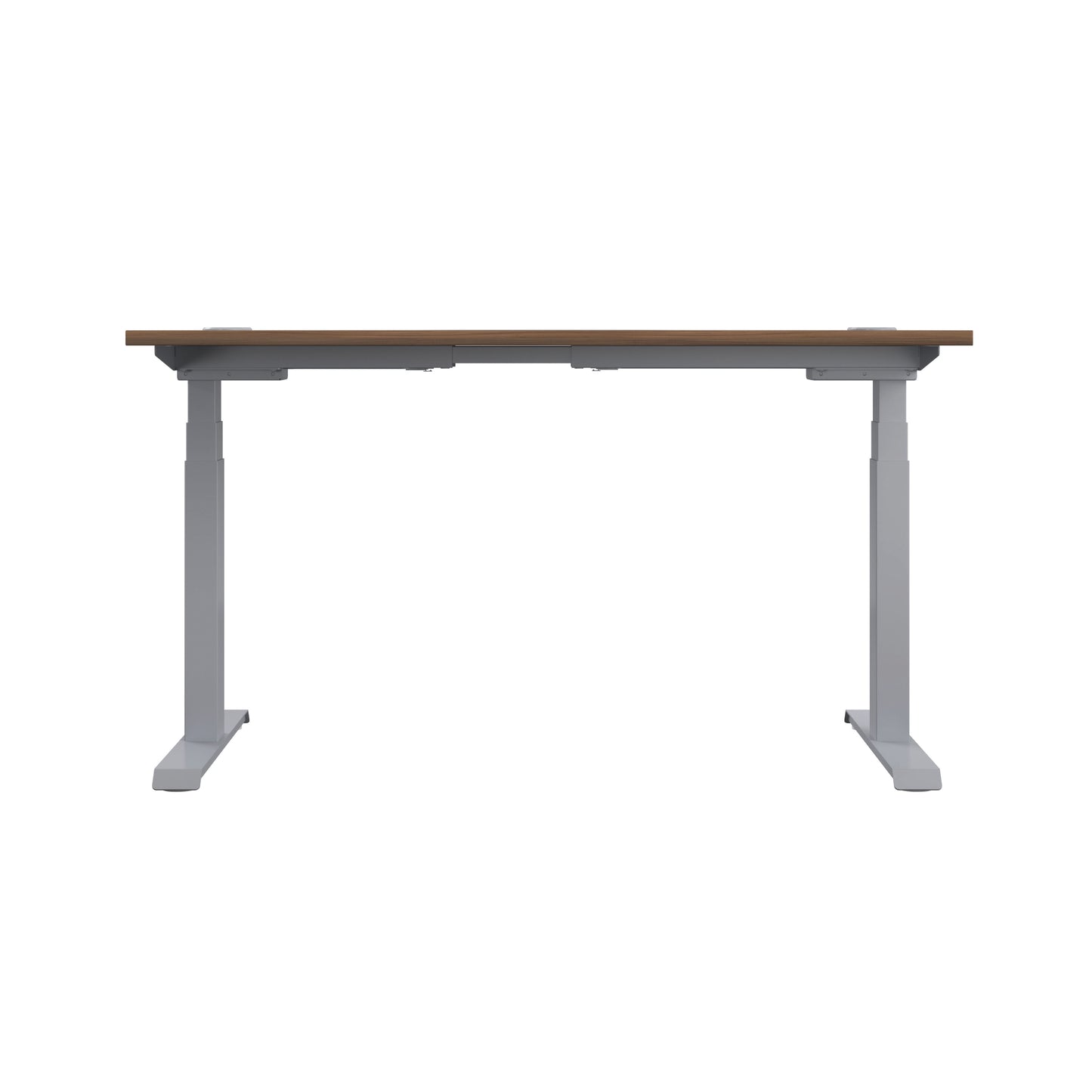 Jemini Sit/Stand Desk with Cable Ports 1600x800x630-1290mm Dark Walnut/Silver KF809937