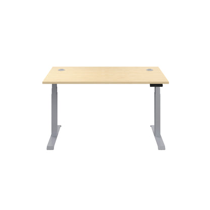 Jemini Sit/Stand Desk with Cable Ports 1600x800x630-1290mm Maple/Silver KF809951