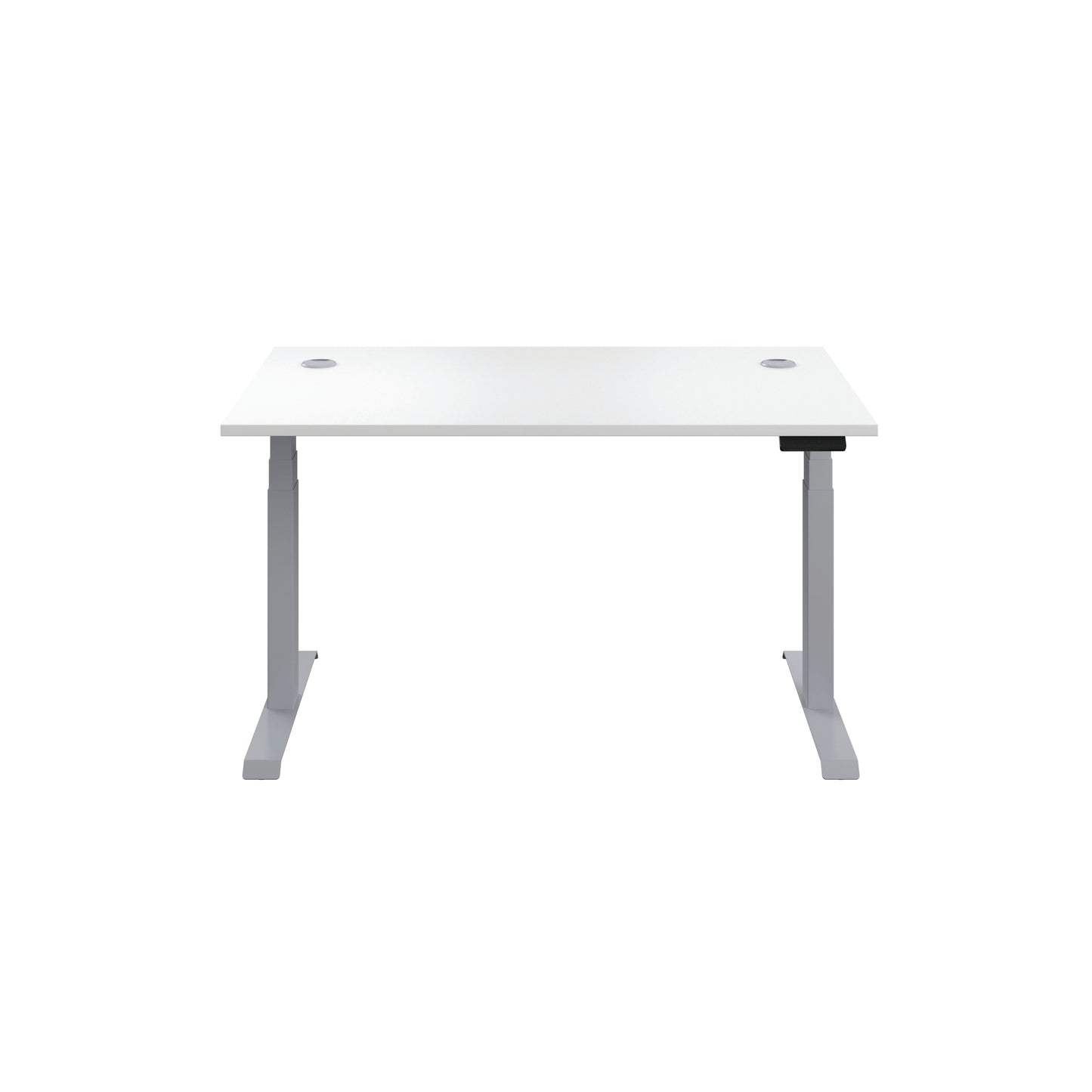 Jemini Sit/Stand Desk with Cable Ports 1600x800x630-1290mm White/Silver KF809975