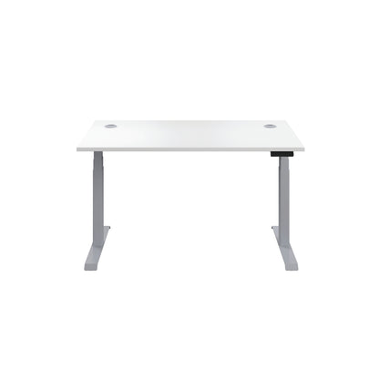Jemini Sit/Stand Desk with Cable Ports 1600x800x630-1290mm White/Silver KF809975