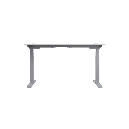 Jemini Sit/Stand Desk with Cable Ports 1600x800x630-1290mm White/Silver KF809975