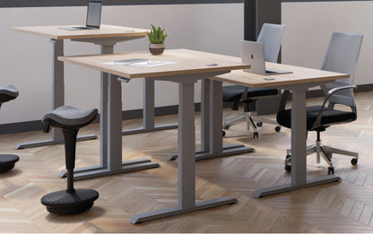 Jemini Sit/Stand Desk with Cable Ports 1600x800x630-1290mm Beech/White KF809982
