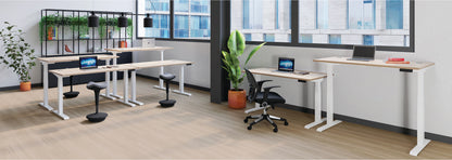 Jemini Sit/Stand Desk with Cable Ports 1600x800x630-1290mm Beech/White KF809982