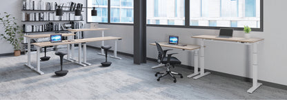Jemini Sit/Stand Desk with Cable Ports 1600x800x630-1290mm Beech/White KF809982
