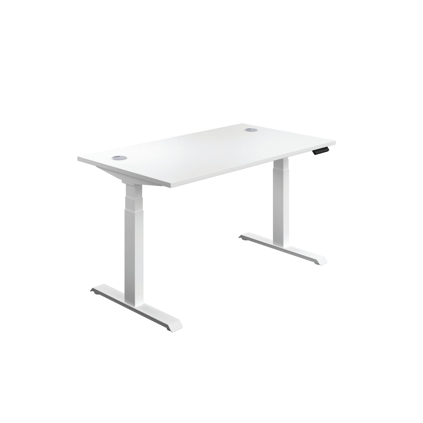 Jemini Sit/Stand Desk with Cable Ports 1600x800x630-1290mm White/White KF810032