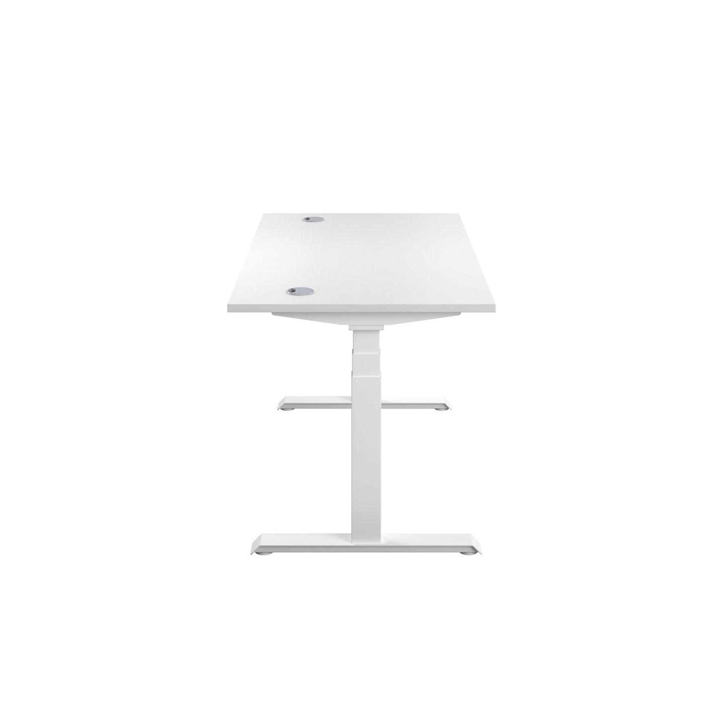 Jemini Sit/Stand Desk with Cable Ports 1600x800x630-1290mm White/White KF810032