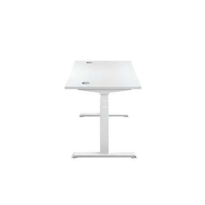 Jemini Sit/Stand Desk with Cable Ports 1600x800x630-1290mm White/White KF810032