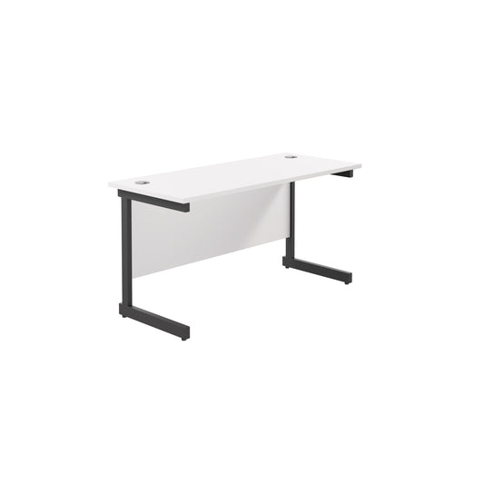 Jemini Rectangular Single Upright Cantilever Desk 1400x600x730mm White/Black KF810681