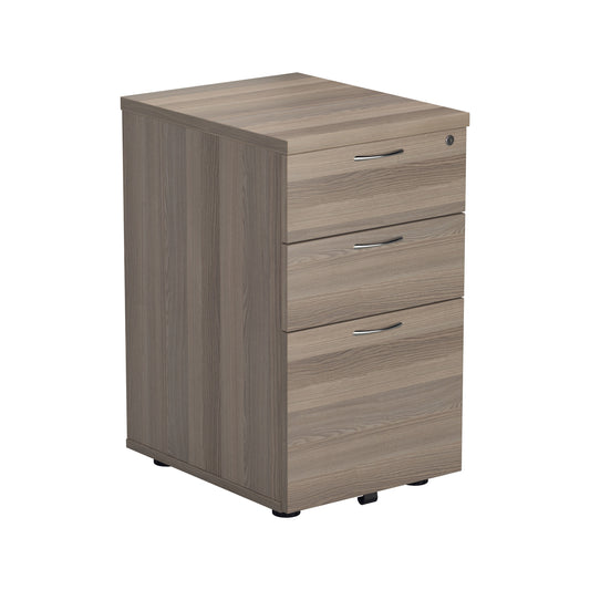 Jemini 3 Drawer Under Desk Pedestal 404x500x690mm Grey Oak KF81081
