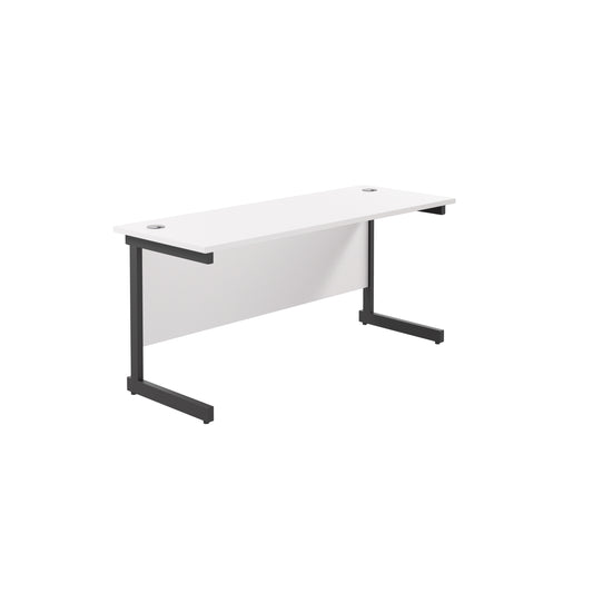 Jemini Rectangular Single Upright Cantilever Desk 1600x600x730mm White/Black KF810858