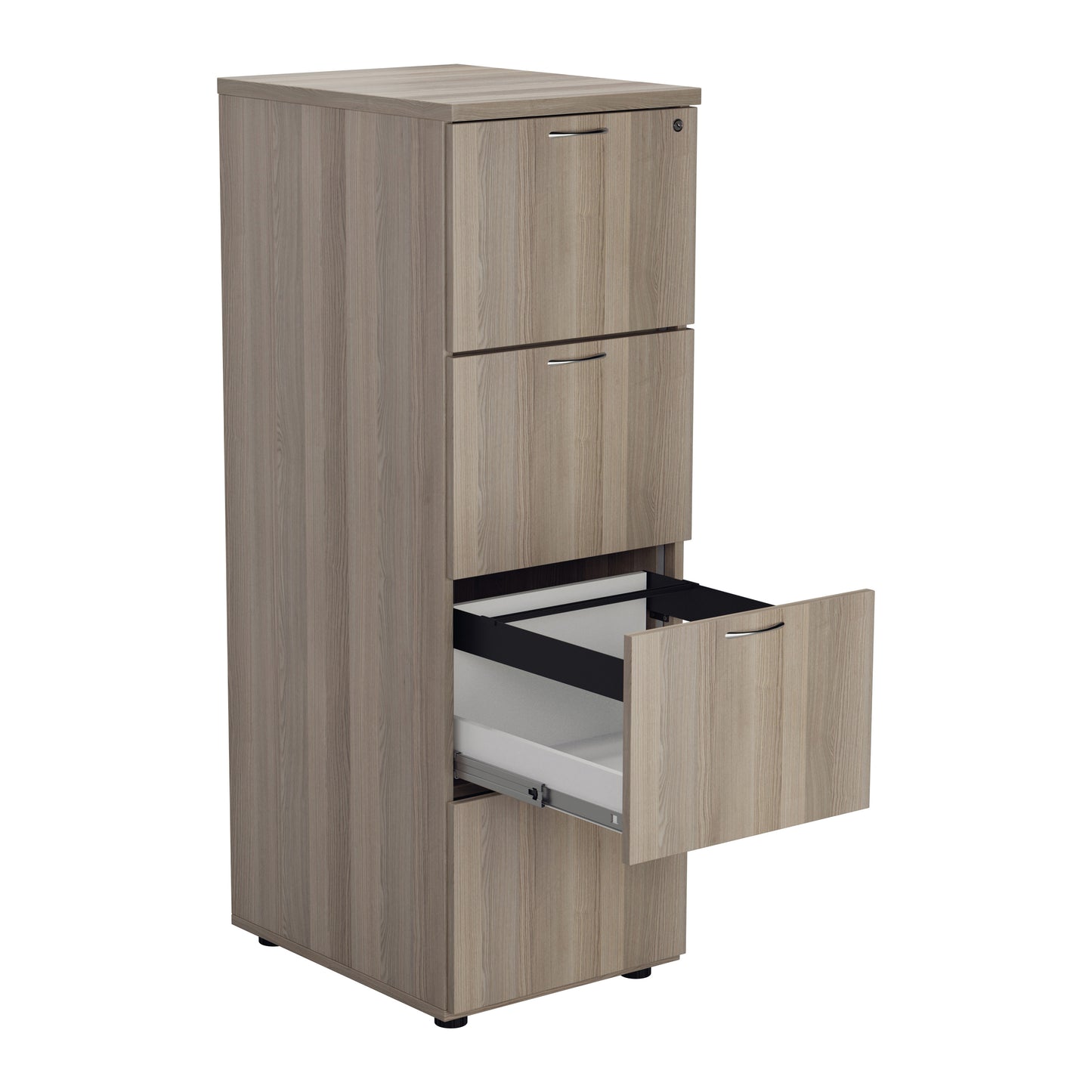 Jemini Essentials 4 Drawer Filing Cabinet 464x600x1365mm Grey Oak KF81091