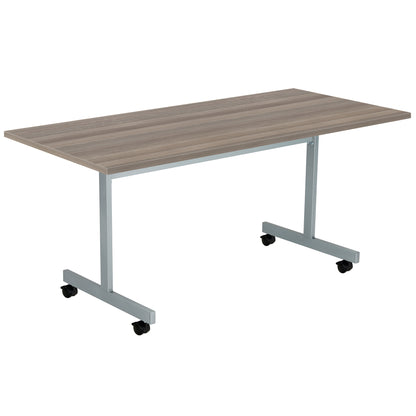 Jemini Rectangular Tilting Table 1600x700x720mm Grey Oak/Silver KF816845