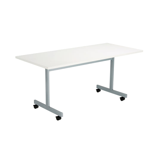 Jemini Rectangular Tilting Table 1600x700x720mm White/Silver KF816869