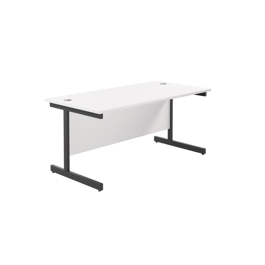 Jemini Rectangular Single Upright Cantilever Desk 1800x800x730mm White/Black KF819462