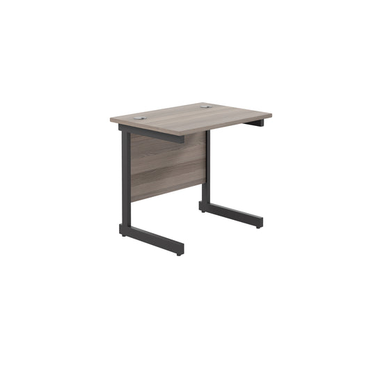 Jemini Rectangular Double Upright Cantilever Desk 800x600x730mm Grey Oak/Black KF819509