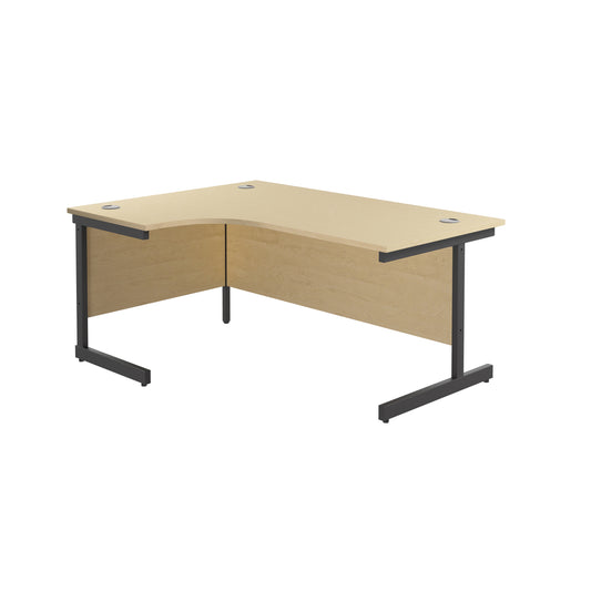 Jemini Radial Left Hand Single Upright Cantilever Desk 1600x1200x730mm Maple/Black KF819654