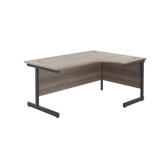 Jemini Radial Right Hand Single Upright Cantilever Desk 1600x1200x730mm Grey Oak/Black KF819714