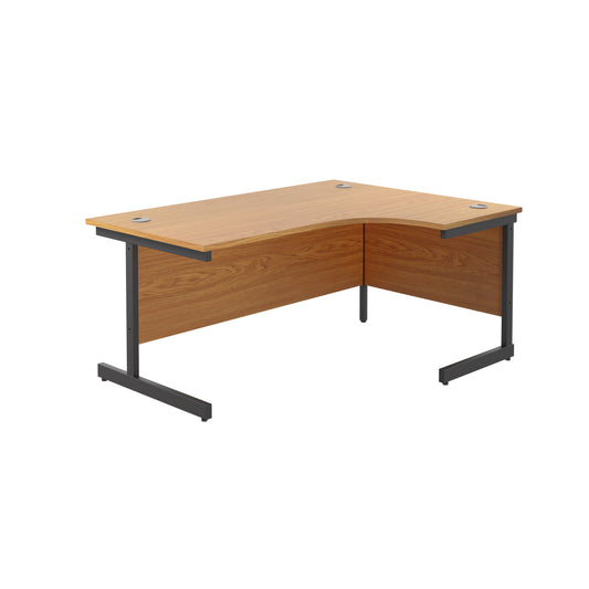 Jemini Radial Right Hand Single Upright Cantilever Desk 1600x1200x730mm Nova Oak/Black KF819738