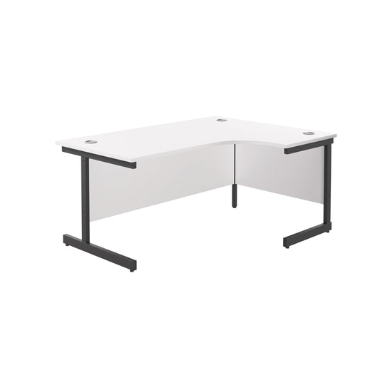 Jemini Radial Right Hand Single Upright Cantilever Desk 1600x1200x730mm White/Black KF819745