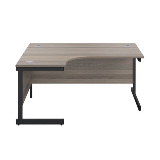 Jemini Radial Left Hand Single Upright Cantilever Desk 1800x1200x730mm Grey Oak/Black KF819783