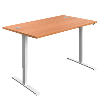 Jemini Single Motor Sit/Stand Desk with Cable Ports 1400x800x730-1220mm Beech/Black KF819937